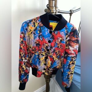 Catherine Malandrino Blue and Red Abstract Jacket